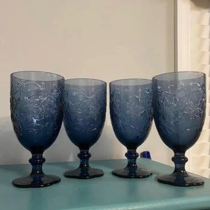 Princess House Fantasia Crystal Sapphire Goblets